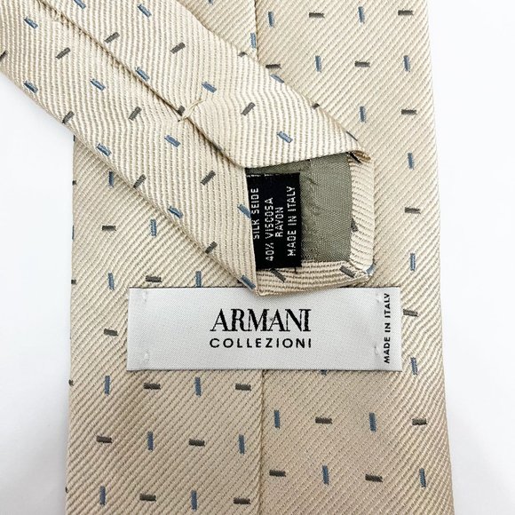 Armani Collezioni Champagne Jacquard Silk Tie Made in Italy - Picture 4 of 4